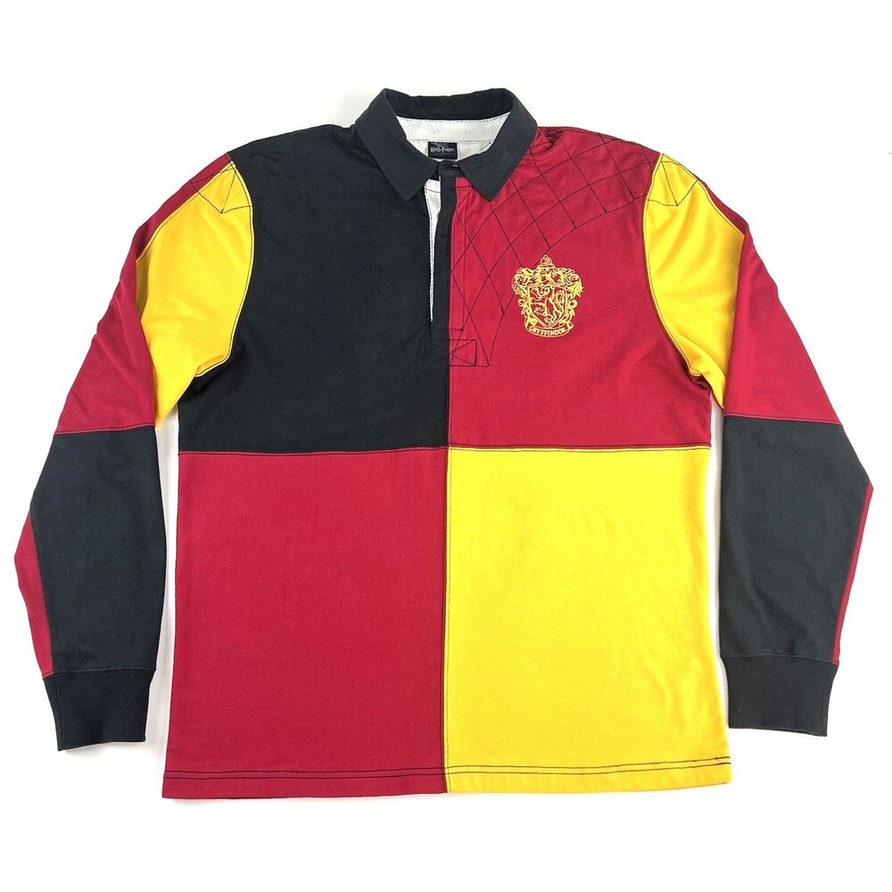 Wizarding World Harry Potter Sz L Universal Gryffindor Quidditch Rugby Polo
